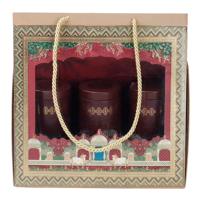 Hamper Bag With 3 printed tins (10x6.5x9.5 Inches) 9510RDY