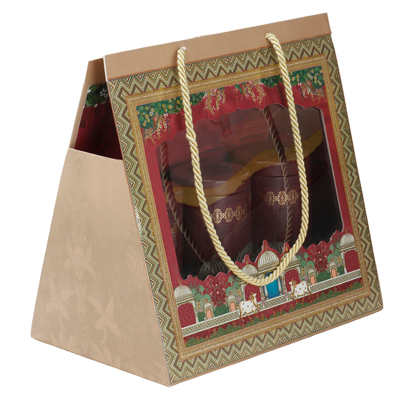 Hamper Bag With 3 printed tins (10x6.5x9.5 Inches) 9510RDY