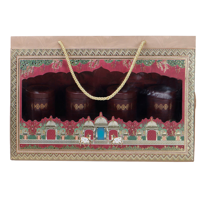 Hamper Bag With 4 printed tins (15x6.75x10 Inches) 9512RDY