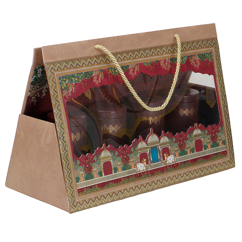 Hamper Bag With 4 printed tins (15x6.75x10 Inches) 9512RDY