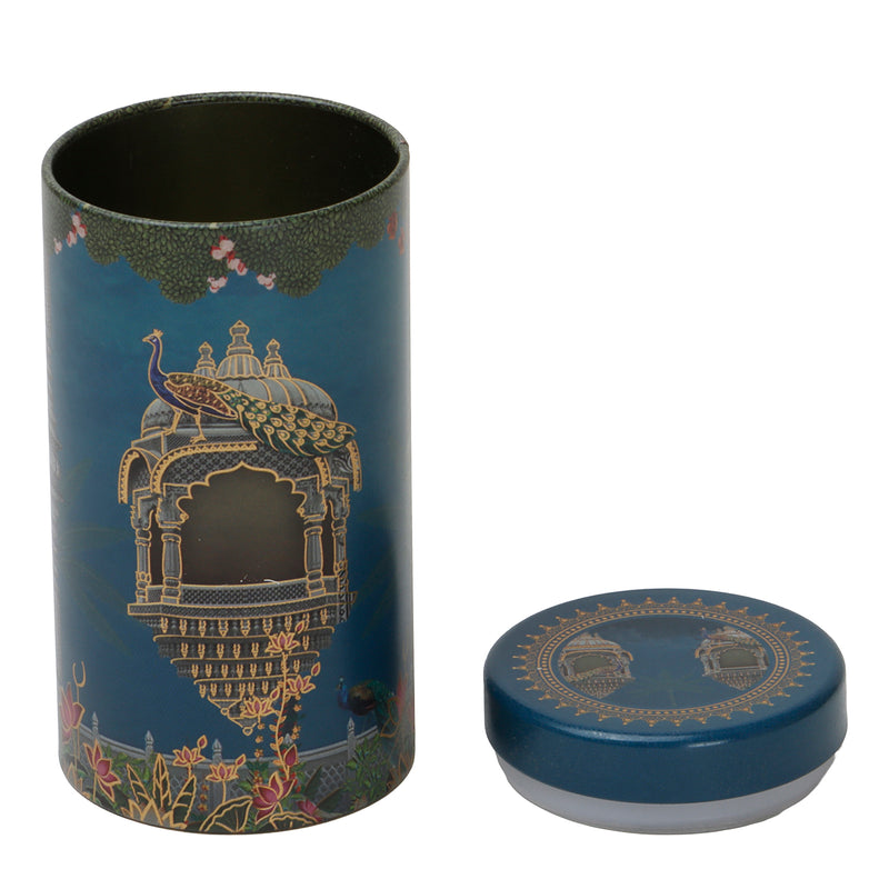 200gm Beautiful Pichwai Printed Air Tight Tins from Nice Packaging. Use the tin for your packaging purpose for gifting dry fruits, and chocolates, cookies, makhana, chips to make it look more luxurious. Color: Blue, Size: 2.25*2.25*5.25 Inches, Capacity: 200gm