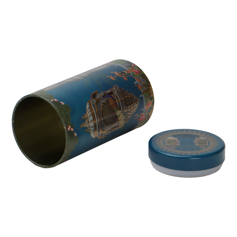 200gm Beautiful Pichwai Printed Air Tight Tins from Nice Packaging. Use the tin for your packaging purpose for gifting dry fruits, and chocolates, cookies, makhana, chips to make it look more luxurious. Color: Blue, Size: 2.25*2.25*5.25 Inches, Capacity: 200gm