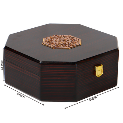 Premium Wooden Gift Box with 4 laser cut design salsa jars (9x9x3.5 Inches) 9082