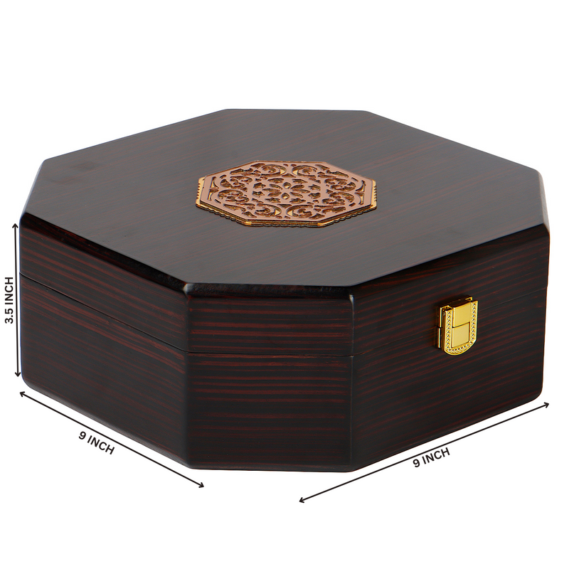 Premium Wooden Gift Box with 4 laser cut design salsa jars (9x9x3.5 Inches) 9082