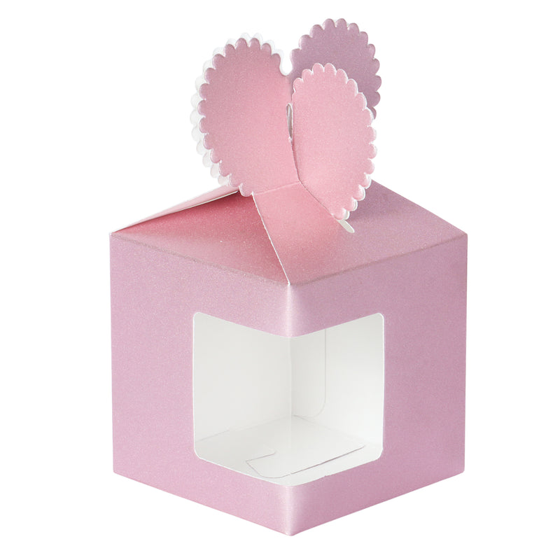 Pink Glittery Small Gift Box with Transparent Window