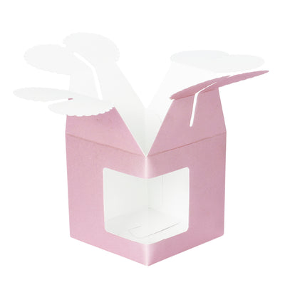 Pink Glittery Small Gift Box with Transparent Window - pink color