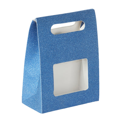 Blue Glittery Small gift box with handle