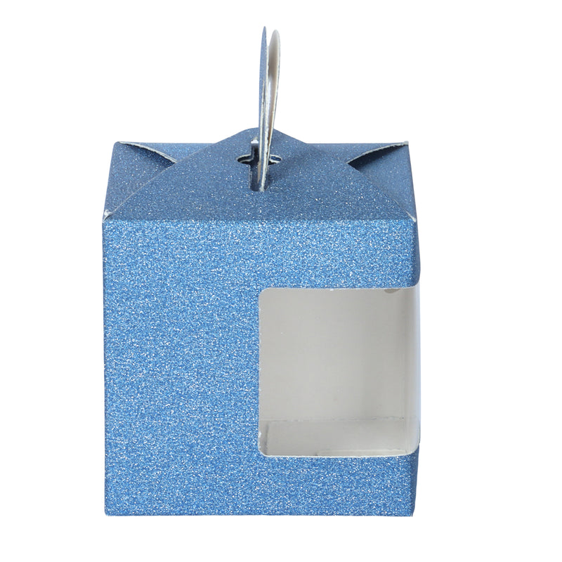Blue Glittery Small Gift Box with Transparent Window & lock