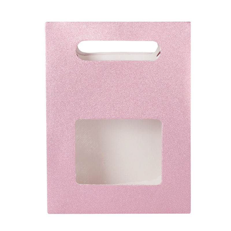 Pink Glittery Small gift box with handle