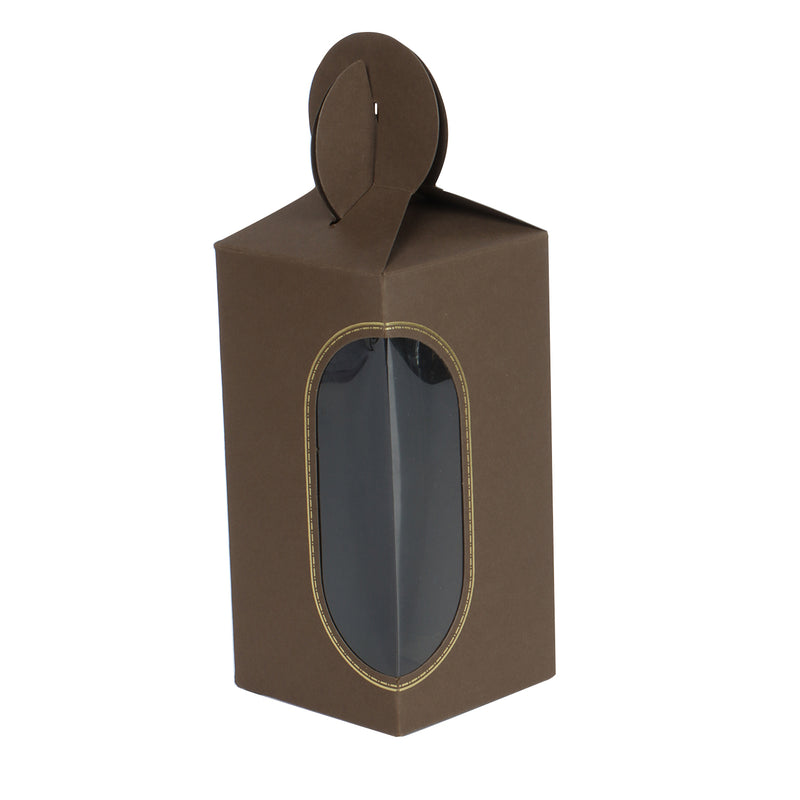 Attractive Brown Box With PVC Window - Color: Brown, Size: 2x2x3.75 inches, Material: SBS 230 gsm, Capacity : 150 gm Buy from Nice Packaging