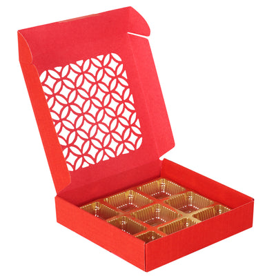 Red color chocolate/sweets without cavity laser cut box