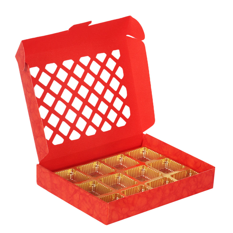 Light Red color Chocolate/sweets unfolded laser cut box 