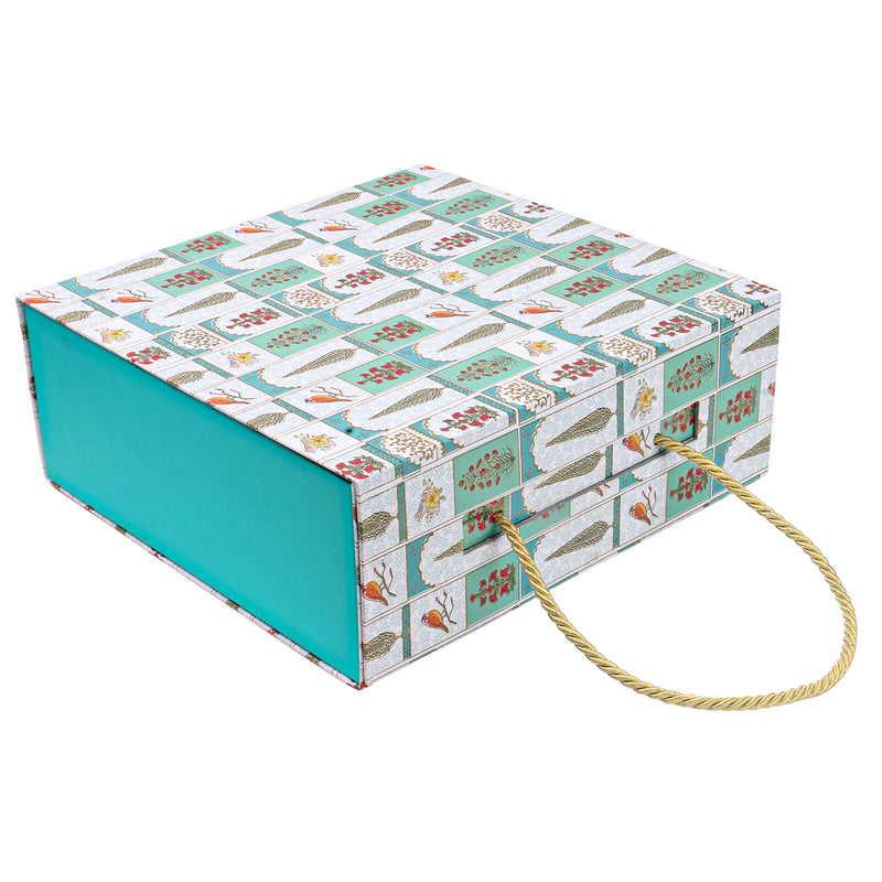 Collabsable Empty Gift Box with Handle (9.75x9.75x3.75 Inch) 9608