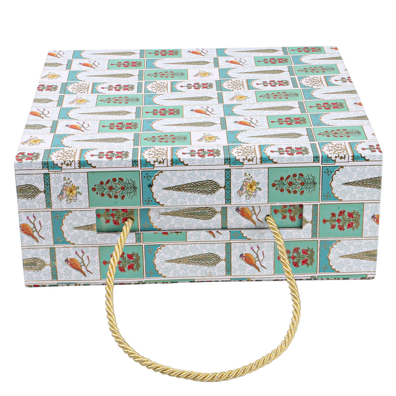 Collabsable Empty Gift Box with Handle (9.75x9.75x3.75 Inch) 9608