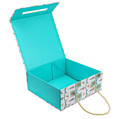 Collabsable Empty Gift Box with Handle (9.75x9.75x3.75 Inch) 9608