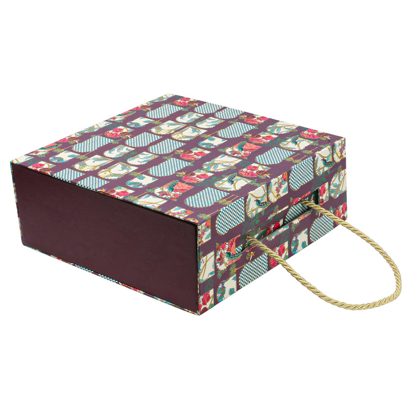 Collabsable Empty Gift Box with Handle (9.75x9.75x3.75 Inch) 9607