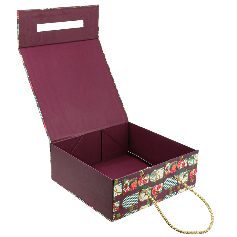 Collabsable Empty Gift Box with Handle (9.75x9.75x3.75 Inch) 9607