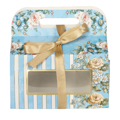 Floral Printed Hamper Box | Floral Hamper Boxes (Size: 7*3.5*7 Inches / Color: Blue & White / Material: SBS 230 GSM / Capacity: Up To 1kg)