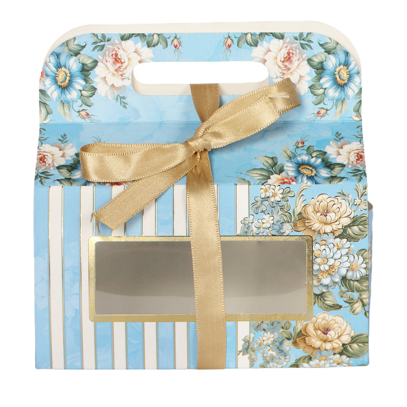 Floral Printed Hamper Box | Floral Hamper Boxes (Size: 7*3.5*7 Inches / Color: Blue & White / Material: SBS 230 GSM / Capacity: Up To 1kg)