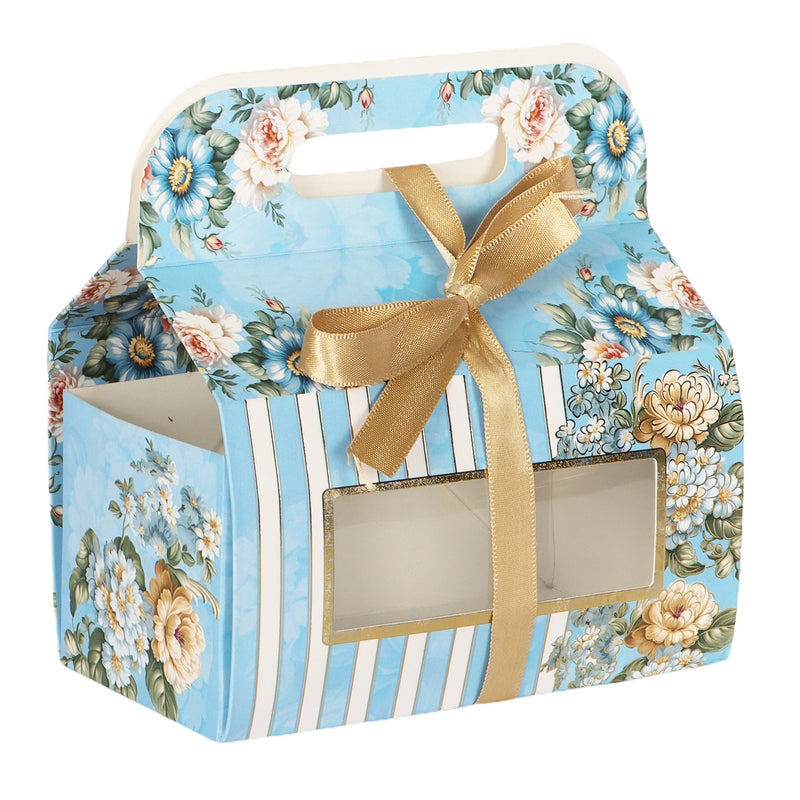 Floral Printed Hamper Box | Floral Hamper Boxes (Size: 7*3.5*7 Inches / Color: Blue & White / Material: SBS 230 GSM / Capacity: Up To 1kg)