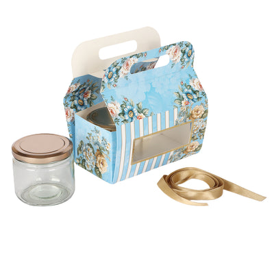 Floral Printed Hamper Box | Floral Hamper Boxes (Size: 7*3.5*7 Inches / Color: Blue & White / Material: SBS 230 GSM / Capacity: Up To 1kg)