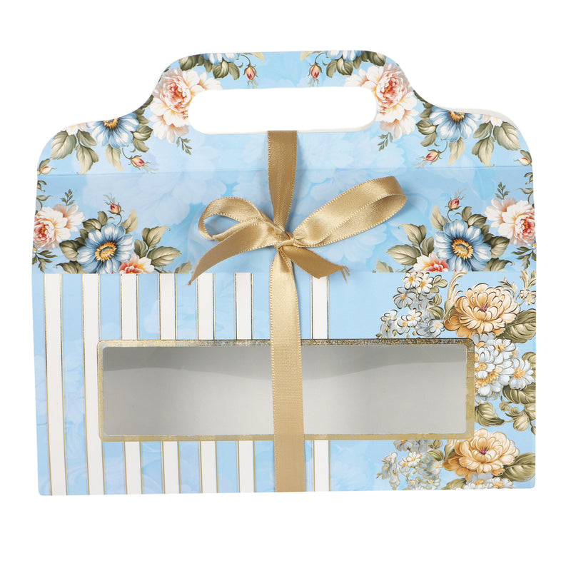 Shop for a stunning floral printed room hamper box in blue and white, measuring 10.5*3.5*9 inches. Made of durable SBS 350 GSM material, it can hold up to 2kg. Get yours from Nice Packaging now