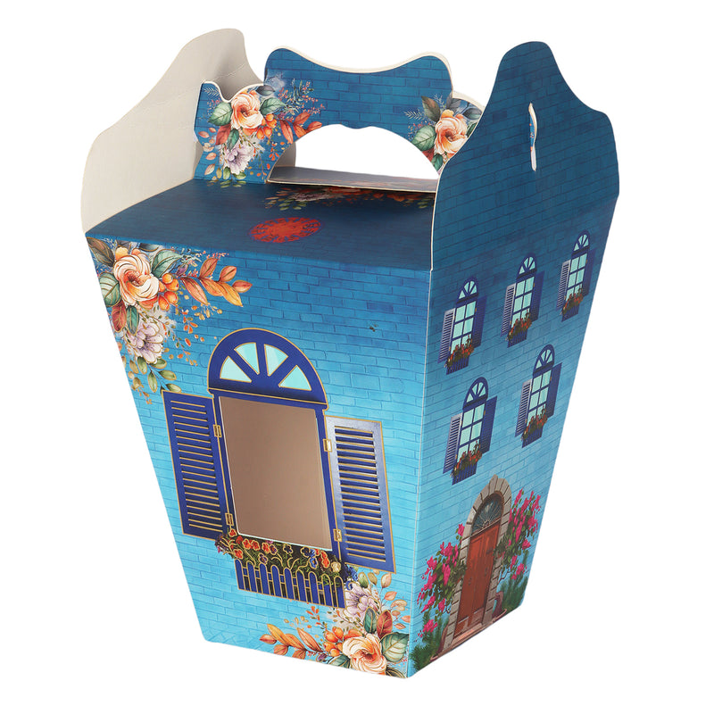 Room Hamper Box | Floral Boxes (Size: 8*8*5 Inches / Color: Blue / Material: SBS 350 GSM)