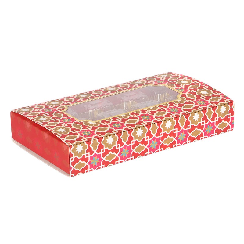 8 Cavity Chocolate/Sweet box -Without cavity (Color: Red & Gold / Size: 8.5*4.75*1.25 Inches / Material: SBS 230 GSM / Capacity: 8 Cavity (THIS PRODUCT COMES WITHOUT CAVITY)