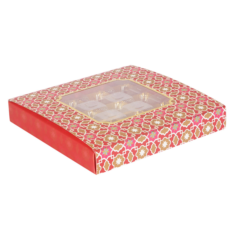 Elevate your packaging with our sophisticated 16 Cavity Chocolate/Sweet box in Red, sized at 8.5*8.5*1.25 Inches and constructed from SBS 230 GSM material. Purchase this cavity-free product at Nice Packaging.