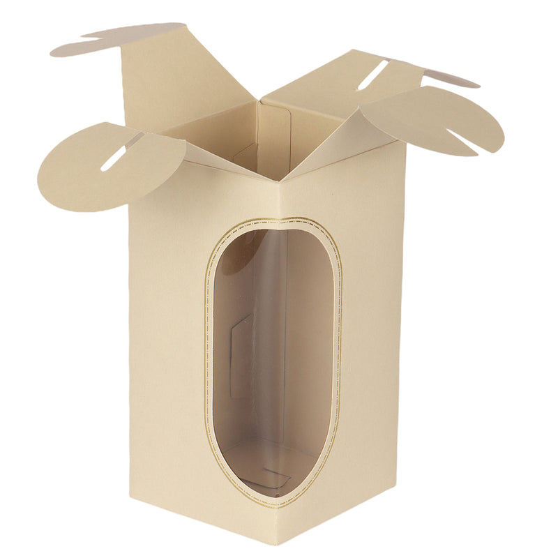 Shop for a charming small gift box with PVC window at Nice Packaging. Cream-colored, 2x2x3.75 inches, made of 230 gsm SBS material. Holds up to 150 gms.