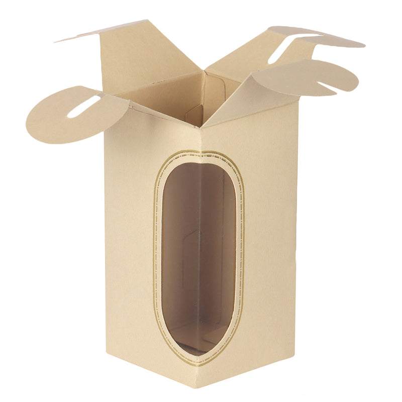 Small Gift Box With PVC Window (Dimensions: 2.75x2.75x5.5 inch / Material: SBS 230 gsm / Color: Cream / Capacity: 150 gms)