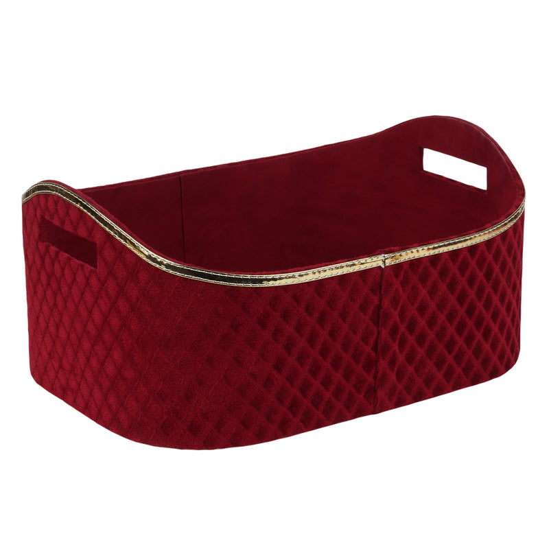 Red Suede Hamper Basket (15.5x12x7 Inch) 2049