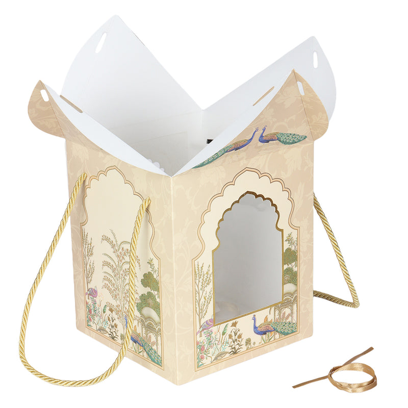 Paper Carry Bag Hamper Box for Gifting (Color: Cream / Size: 7.25*7.25*11.5 Inche)