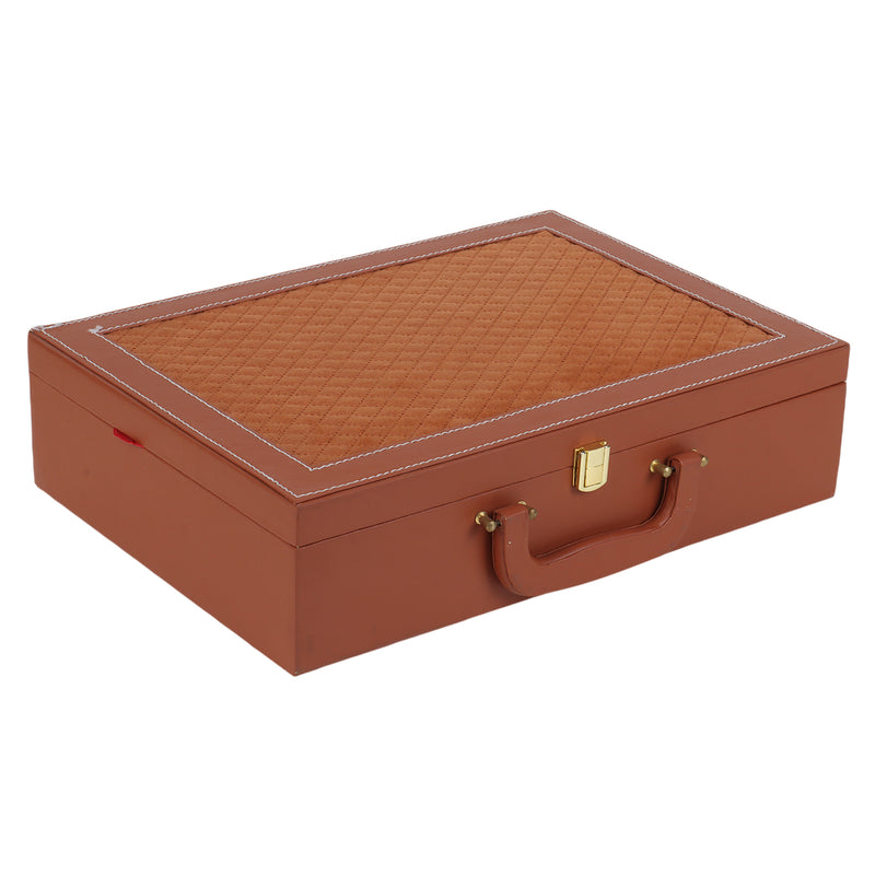 MDF Leatherite Trunk Box with 6 salsa jars (14x10x3.5 Inch) 2041A