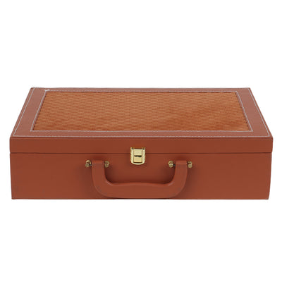 MDF Leatherite Trunk Box with 6 salsa jars (14x10x3.5 Inch) 2041A