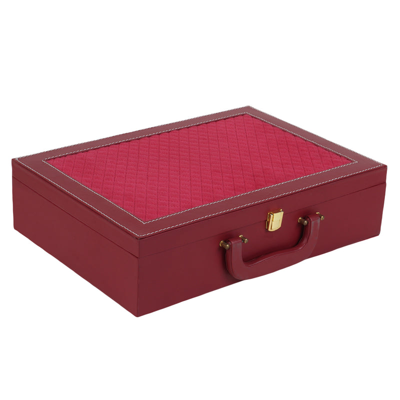 MDF Leatherite Trunk Box with 6 salsa jars (14x10x3.5 Inch) 2041