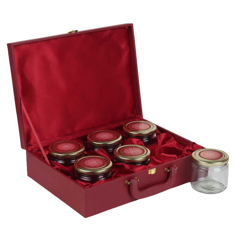 MDF Leatherite Trunk Box with 6 salsa jars (14x10x3.5 Inch) 2041