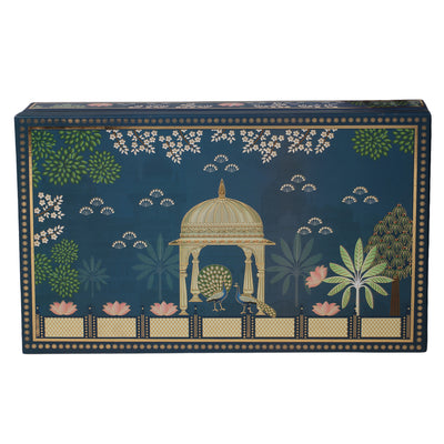 Big Pichwai Print Bhaji Boxes with 16 compartments & 3 small hexa jars (22x13.5x3.5 Inch) 2045