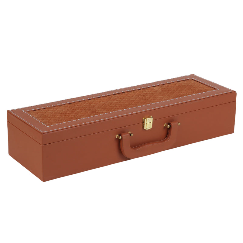 MDF Leatherite Trunk Box with 4 salsa jars (18x5.5x3.5 Inch) 2042A