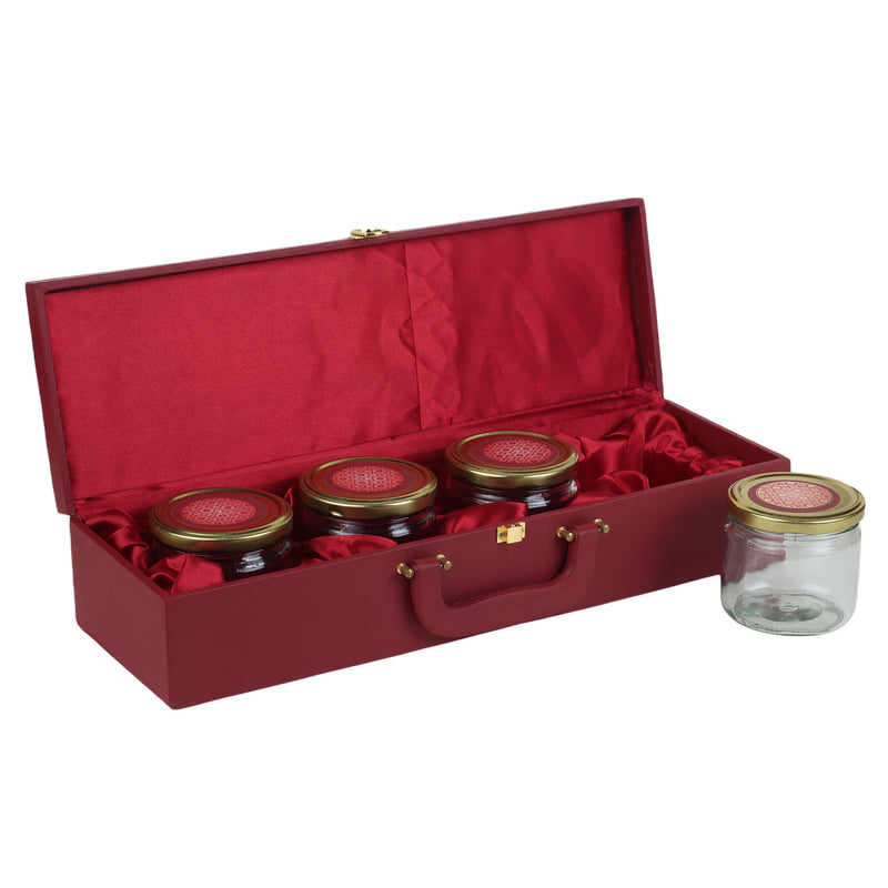 MDF Leatherite Trunk Box with 4 salsa jars (18x5.5x3.5 Inch) 2042