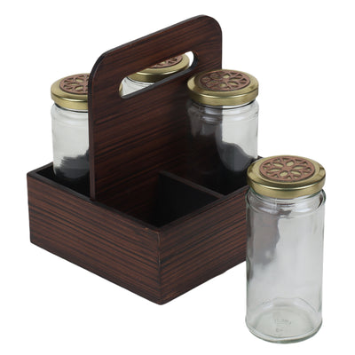 Rotational Wooden Gift Box with 4 laser cut design matki jars (6x6x7.5 Inches) 2037