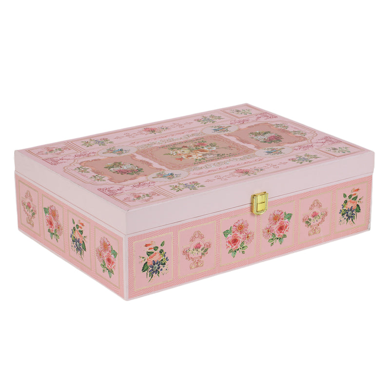 Pink Floral MDF Box With 6 salsa jars (14x10x4 Inches) 2009A