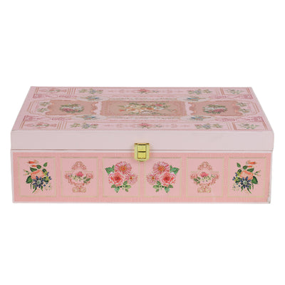 Pink Floral MDF Box With 6 salsa jars (14x10x4 Inches) 2009A