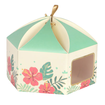 Floral Hamper Box for Gift Packging - Dimensions : 8*7*5.5 Inches, Material: SBS 250 GSM, Color: Green/White.