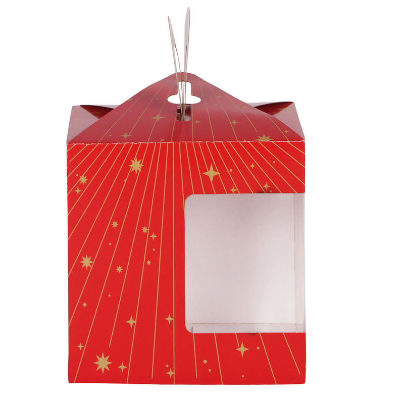 Small Gift Box with Transparent Window for Gift Packging- Dimensions : 7x7x3.25 Inches, Material: SBS 230 GSM, Color: red, Capacity : up to 250 gms.