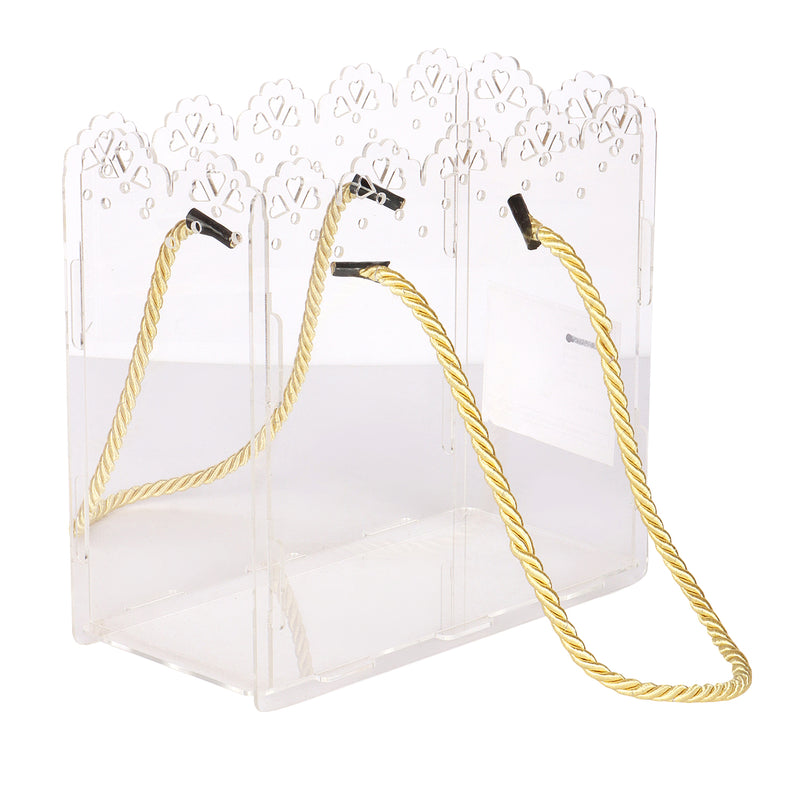 Acrylic Hamper Carry Bag for Gifting Packaging buy From Nice Packaging. Dimensions: 7.5x4x6 Inches, Material: Acrylic, Color: Transparent, Capacity: Up to 1 kg.