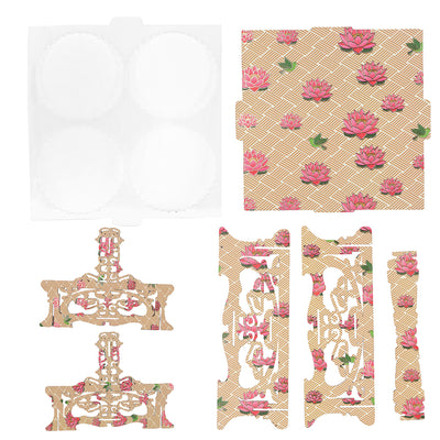 MDF Laser Cut Hamper Tray without jar set: Size (10x10x8 Inches) Color: Cream &amp; Pink