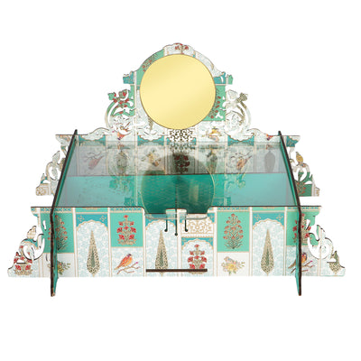 Floral Laser Cut Acrylic Top Four Partition Hamper Tray - Size: 8x8x2.5 Inches, Color: Teal Sea, Material: MDF, Capacity : Up to 1 kg Buy from Nice Packaging