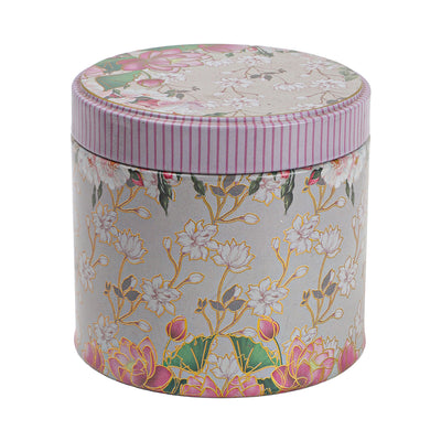 200gm Beautiful Floral Printed Air Tight Tins Color: Green, Size: 3.25*3.25*3.25 Inches, Material: Steel Tin, and Capacity: 200gm. tin for your packaging purpose for gifting dry fruits, and chocolates, cookies, makhana, chips to make it look more luxurious.