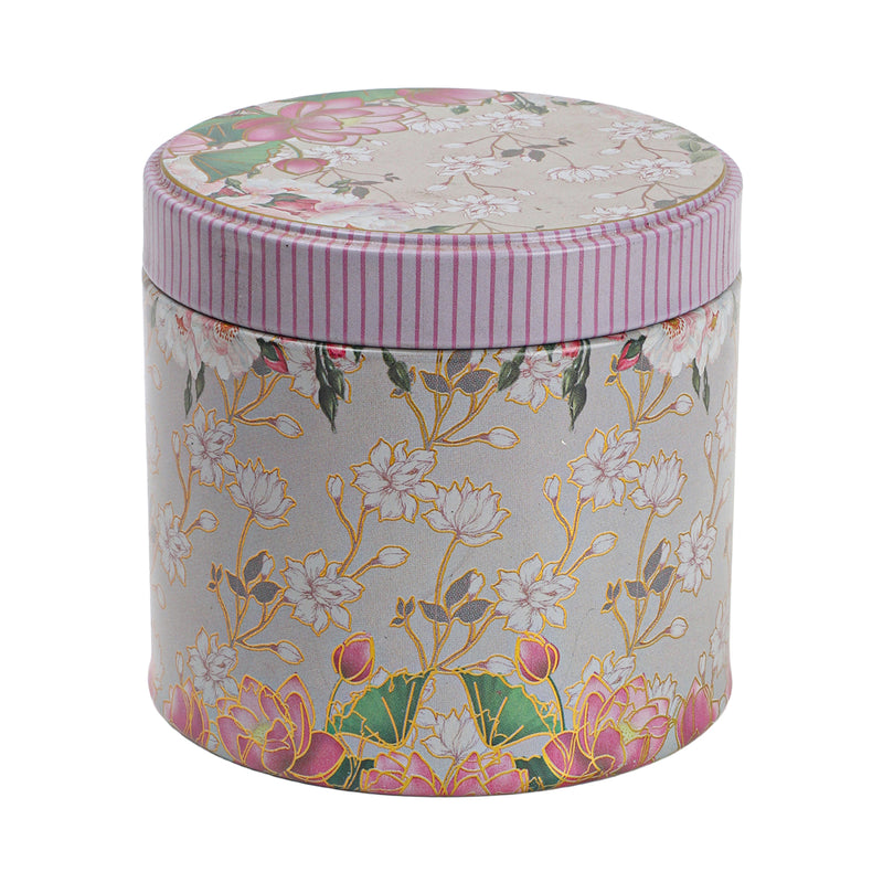200gm Beautiful Floral Printed Air Tight Tins Color: Green, Size: 3.25*3.25*3.25 Inches, Material: Steel Tin, and Capacity: 200gm. tin for your packaging purpose for gifting dry fruits, and chocolates, cookies, makhana, chips to make it look more luxurious.